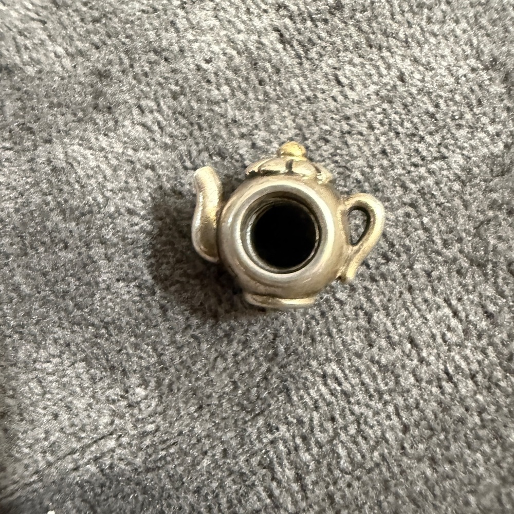 Pandora teapot charm, silver and gold.